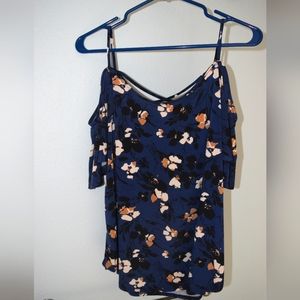 Strappy cold shoulder blouse